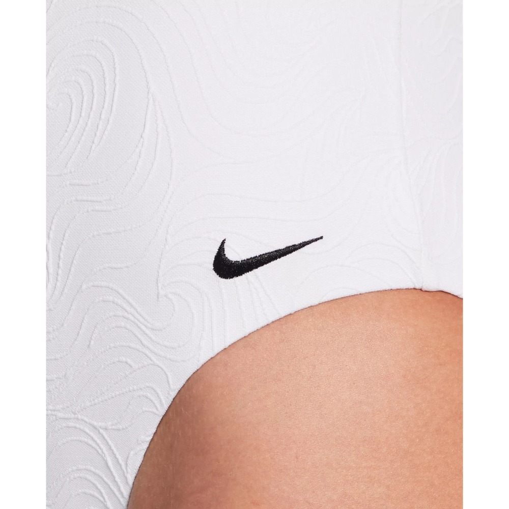 Nike Women'S V-Neck Jacquard One-Piece Swimsuit White Size‎ L MSRP $90 - Picture 5 of 16